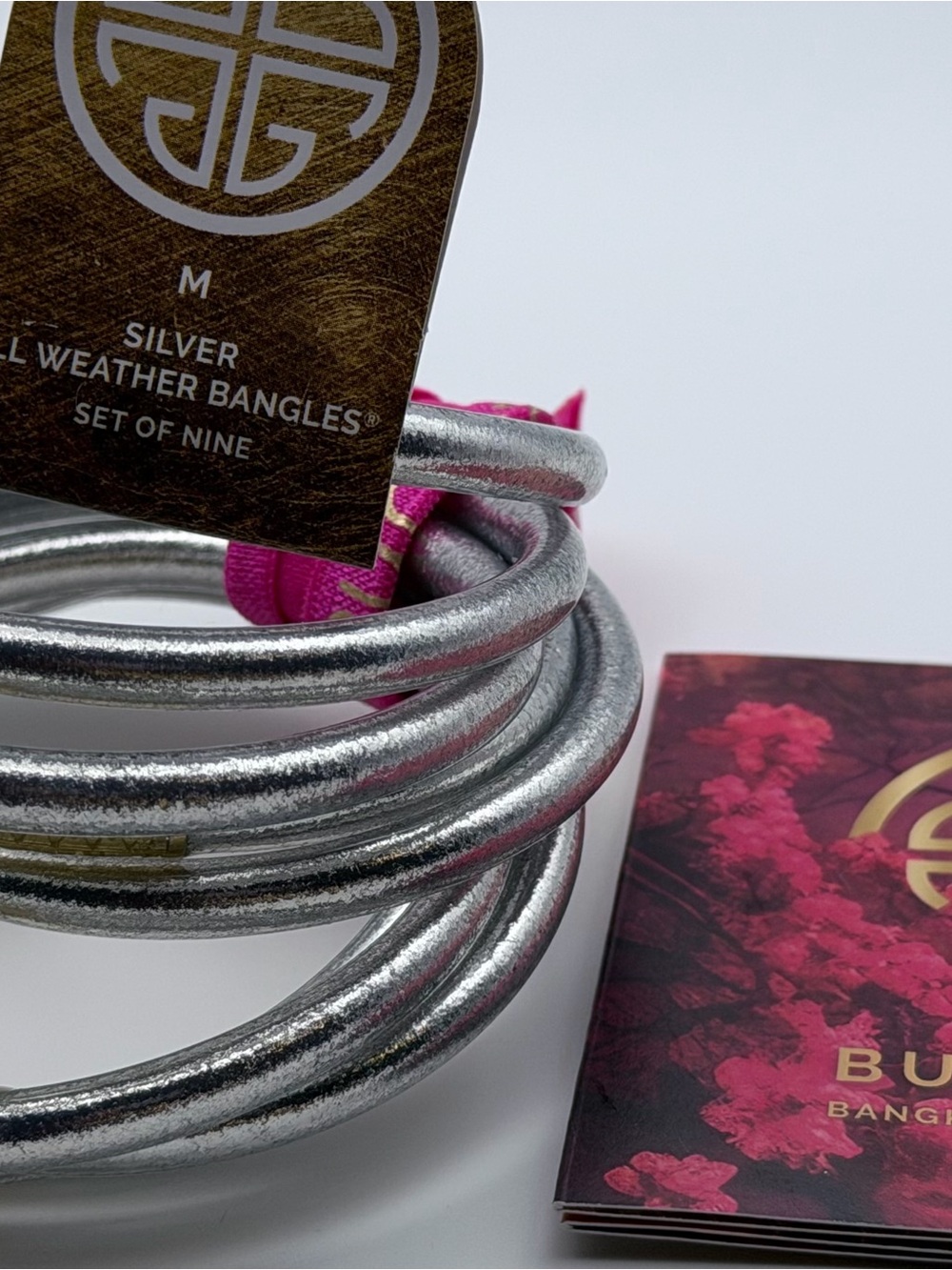 BuDhaGirl Medium New Set of 9 Silver All-Weather Bangles - Silver AWB